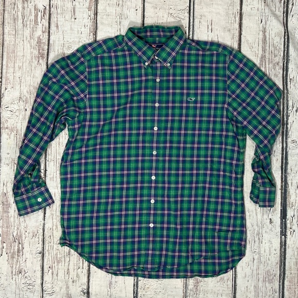 Vineyard Vines Slim Fit Whale Shirt Plaid Button Down Shirt Mens - Picture 1 of 6